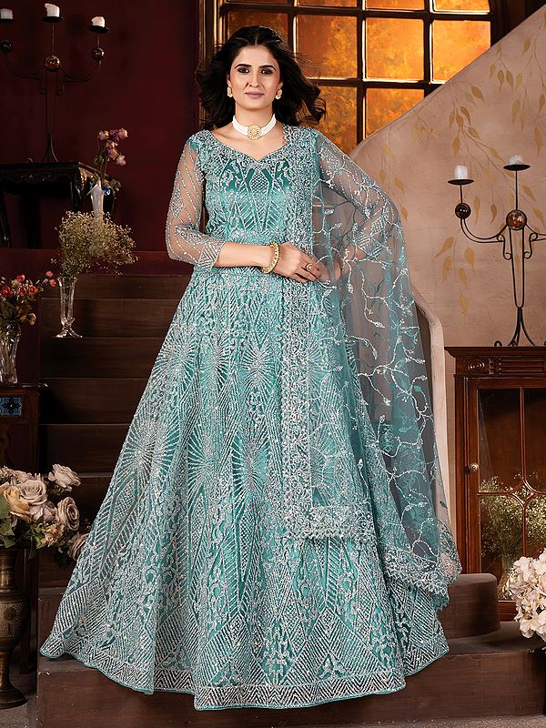 Heavy Sequins And Embroidery Work Party Wear Net Lehenga Choli With Matching Dupatta