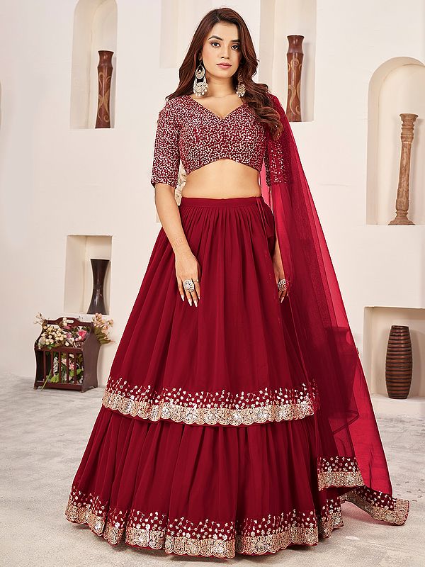 Attractive Zari Georgette Lehenga With Choli And Net Dupatta For Wedding Occasion