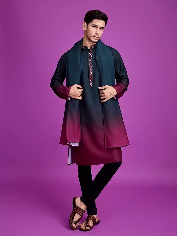 Rayon Hand Mirror Work Festival Wear Designer Mens Kurta Pajama Set