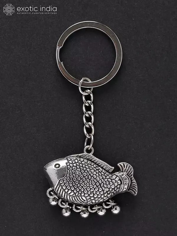 White Metal Fish Figurine Keychain