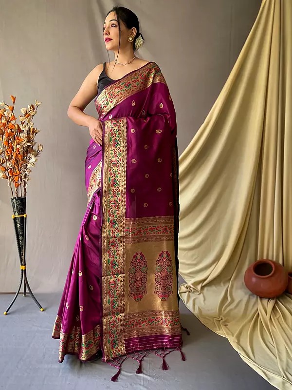 Festival Wear Weaving Work Ethnic Motifs Silk Saree With Rich Tassels Pallu