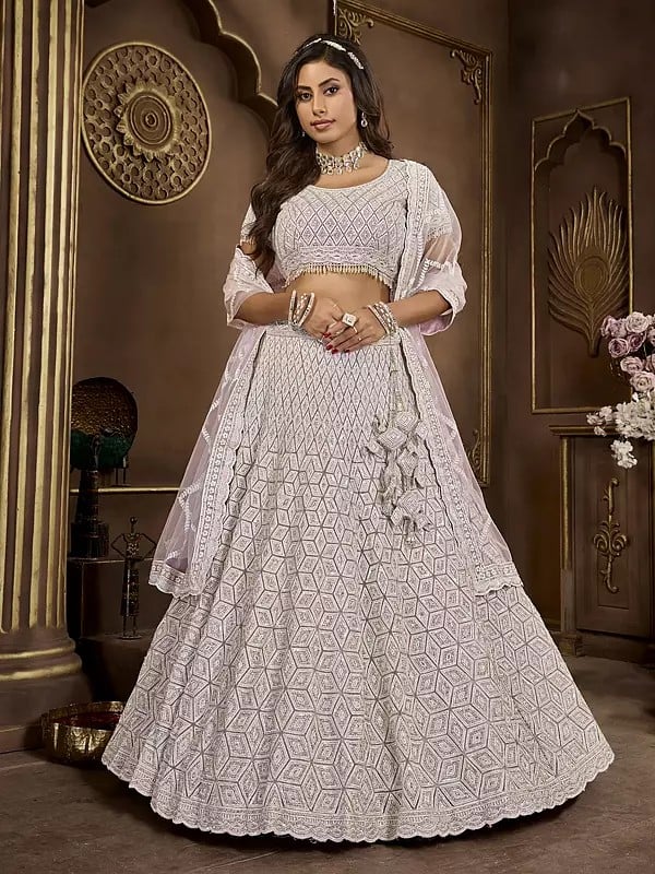 Heavy Zarkan And Embroidery Work Wedding Wear Premium Net Lehenga Choli With Dupatta