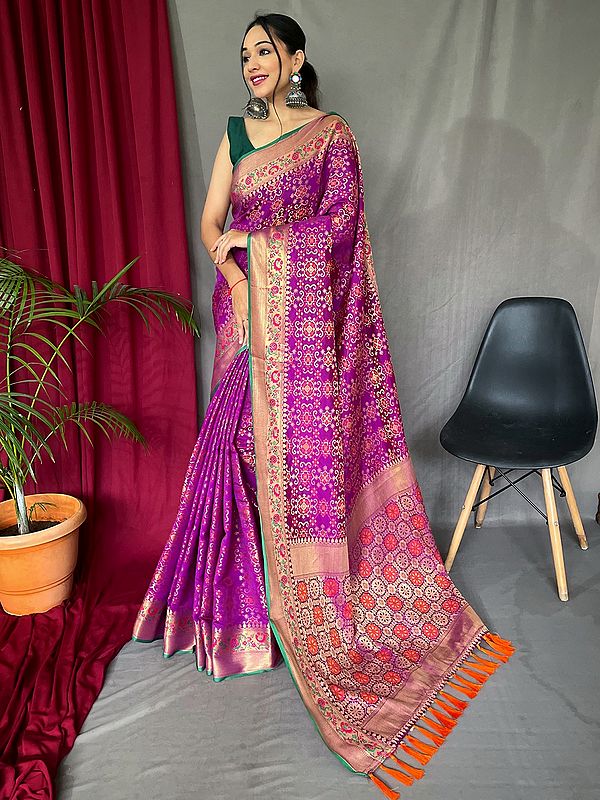 Designer Border Weaving Work Silk Saree With Attractive Tassels Pallu