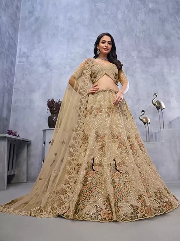 Soft Net Exquisite Bagh Embroidery And Sequins Work Lehenga Choli With Dupatta