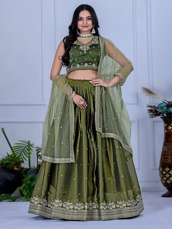 Elegant Traditional Designer Lehenga In Heavy Jimmy Choo Fabric Ideal For Bridal Mehendi And Partywear