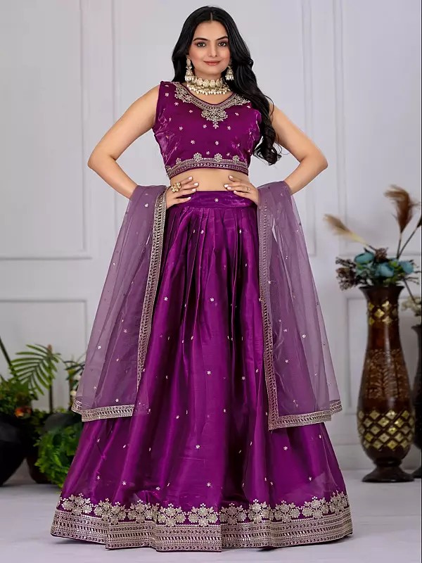 Heavy Lichi Fabric Designer Lehenga With Rich Jacquard Border For Festive And Wedding Occasions