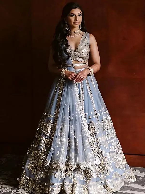 Beautiful Net Lehenga With Zari Work And Banglori Satin Choli For Wedding And Festive Occasions