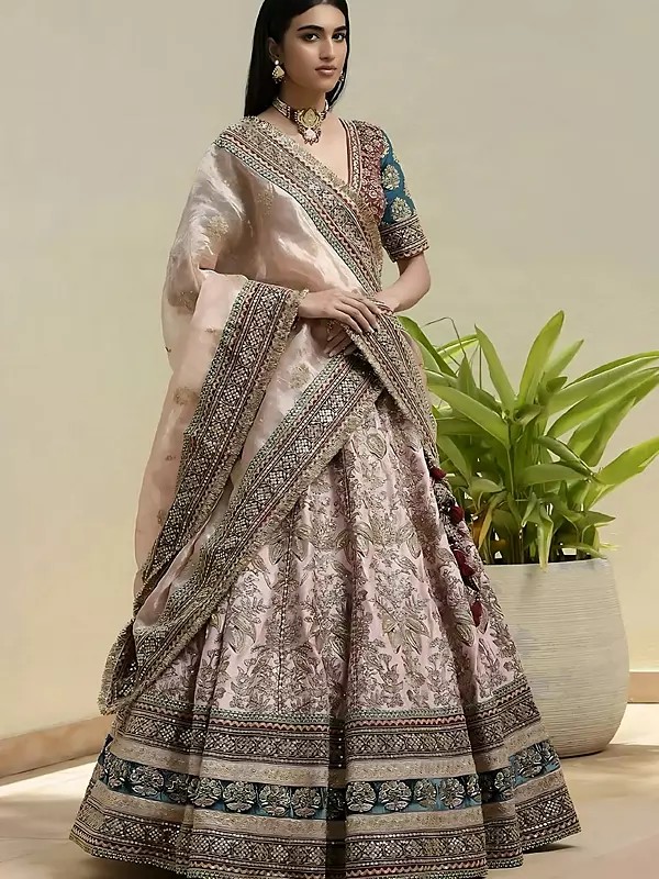 Royal Mulberry Silk Lehenga Ensemble With Banglori Satin Silk Choli And Elegant Organza Dupatta