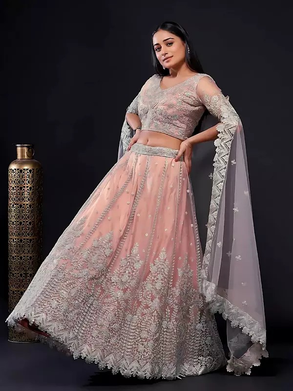 Net Lehenga Choli Set With Dupatta Rich Dori And Sequin Embroidery For A Royal Ethnic Look