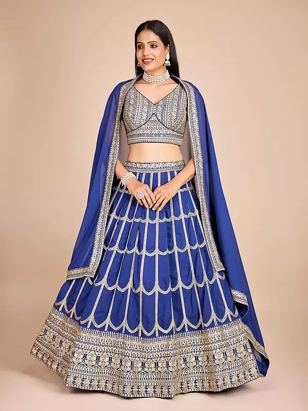 Faux Georgette Lehenga With Beautiful Thread And Sequin Embroidery For Festive And Special Occasions