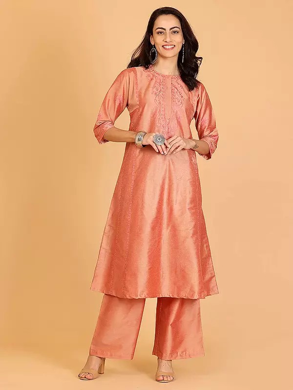Chic Cotton Silk Kurta Set With Intricate Embroidery And Comfortable Fit For Stylish Occasions And Festive Wear