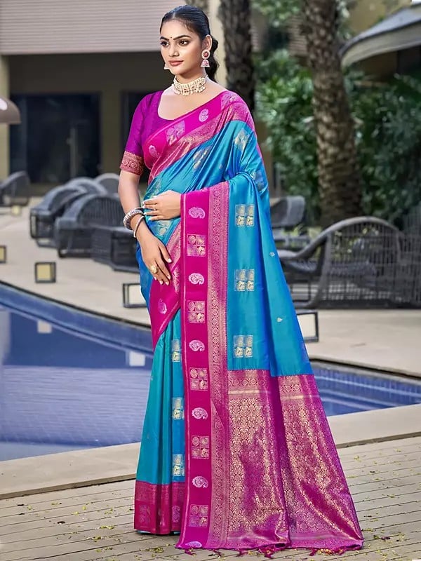 Weaving Work Wedding Wear Silk Saree With Attractive Tassels Pallu