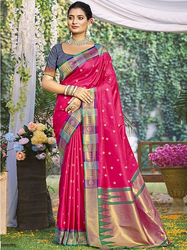 Traditional Weaving Work Wedding Wear Silk Saree With Attractive Tassels Pallu