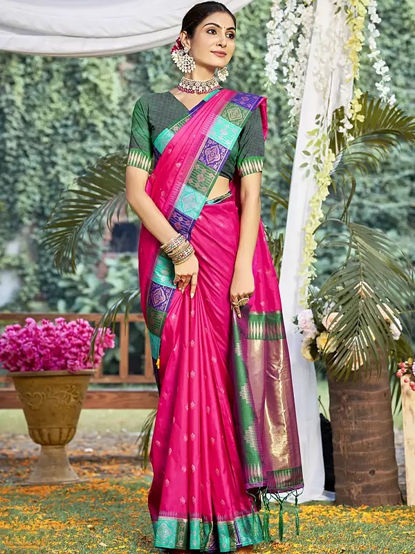 Attractive Small Motifs All Over Silk Traditional Festival Wear Silk Saree