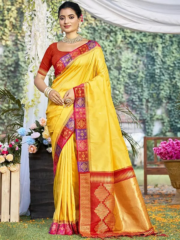 Attractive Small Motifs All Over Silk Traditional Festival Wear Silk Saree