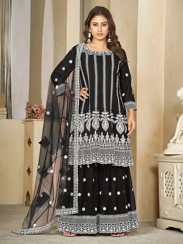 Attractive Heavy Embroidery Work All Over Designer Georgette Salwar Suit With Matching Dupatta