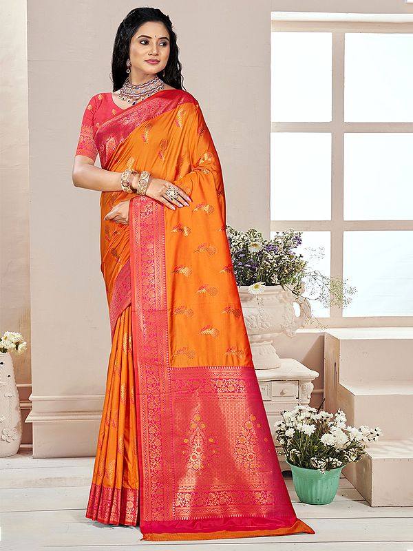 Flower Motif Silk Saree For Women'S In Attractive Look With Designer Pallu