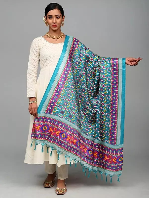 Patola Printed Art Silk Dupatta with Fringes