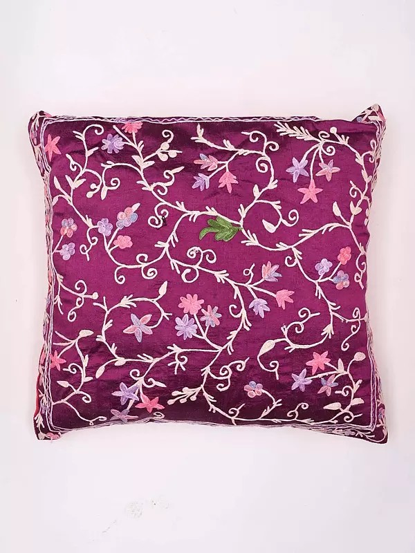 Aari Embroidered Cushion Cover from Kashmir