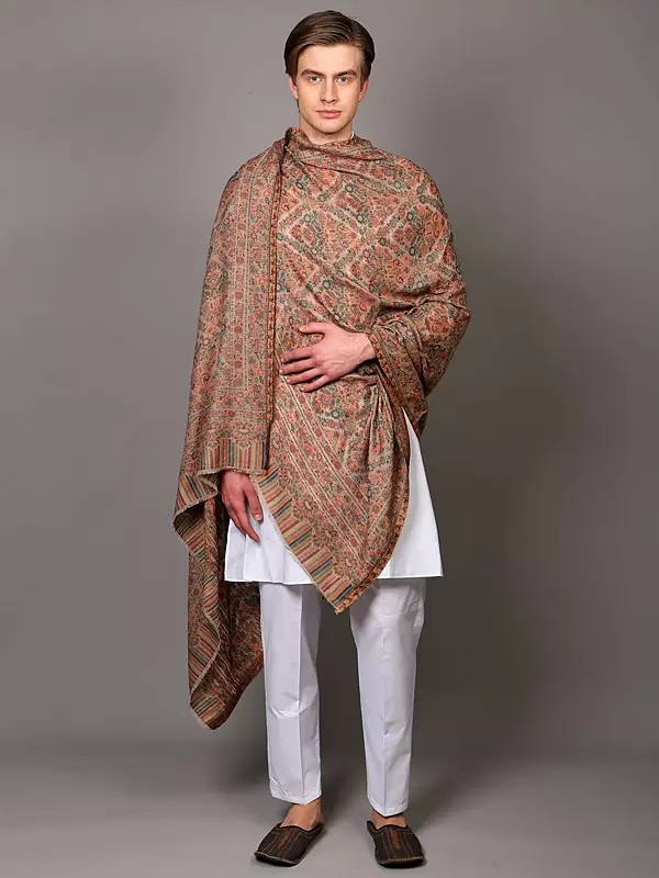 Kani Jamawar Shawl from Amritsar with Flowers Woven in Multicolor