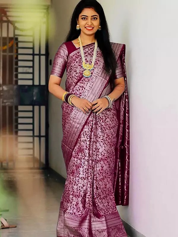 Soft Lichi Silk Saree Beautiful Rich Pallu And All Over Jacquard Work Traditional Wedding And Festive Wear Saree