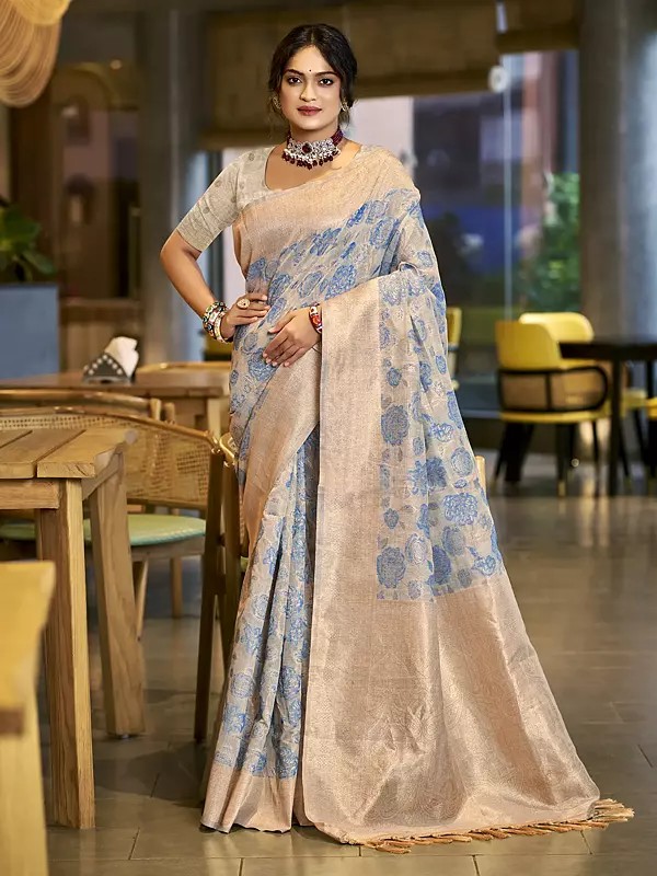 Women's Cotton Silk Saree With Woven Floral Pattern Ideal For Festive Occasions Parties And Elegant Traditional Wear