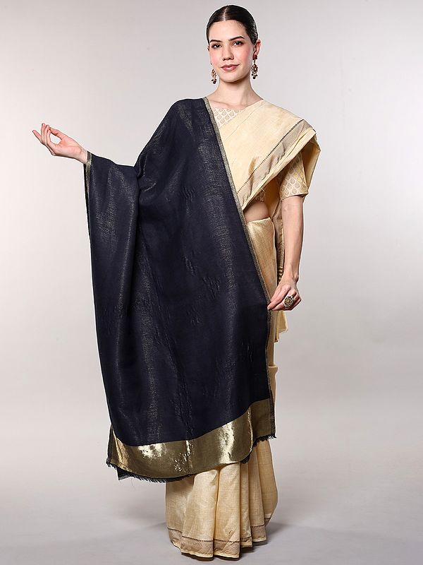 Reversible Plain Stole with Zari Weave from Amritsar