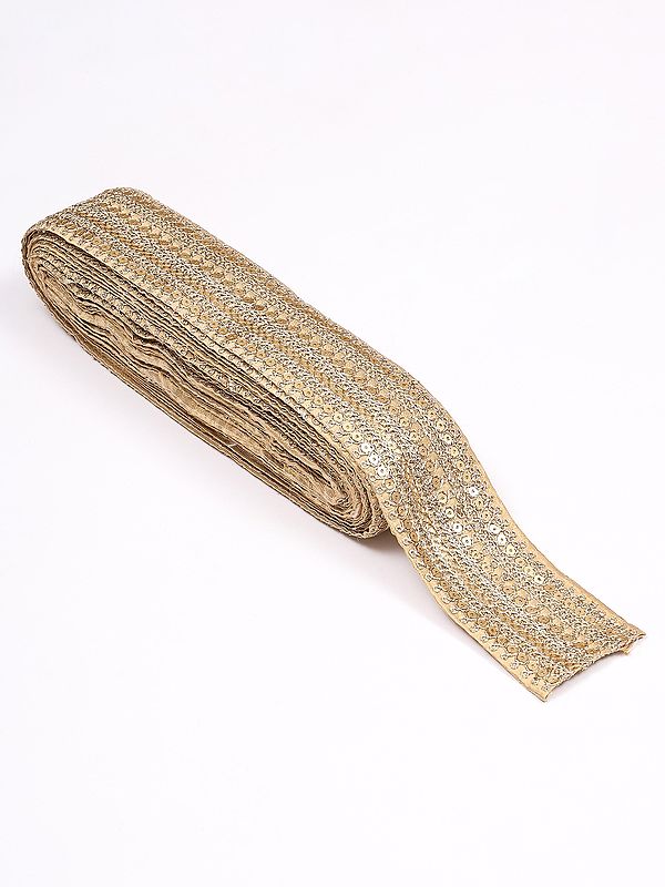 Shifting-Sand Embroidered Fabric Border with Sequins-Zari work