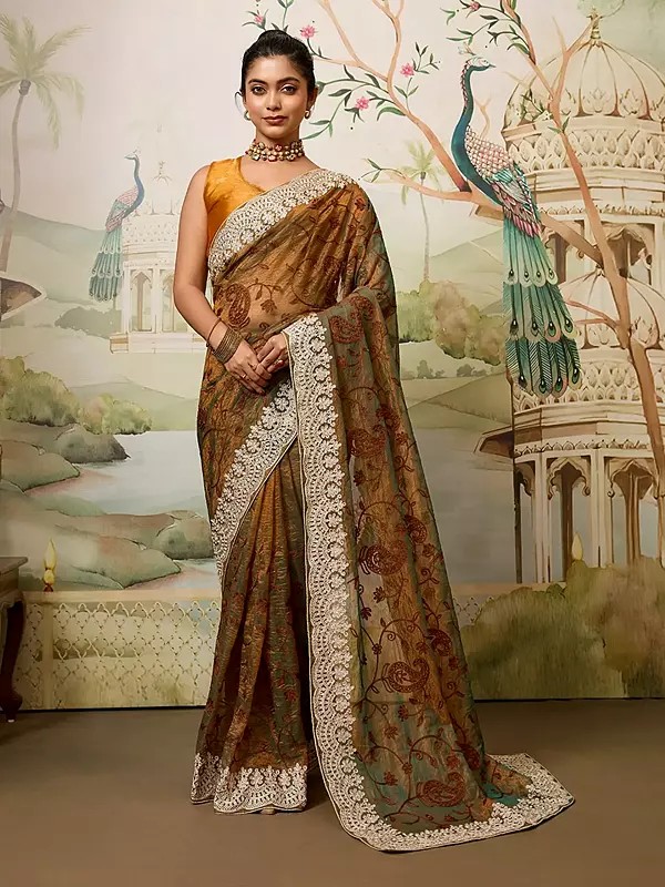 Fendy Soft Net Saree With Chikankari Work And Contrast Piping Paired With Mono Banglori Blouse For Wedding Party