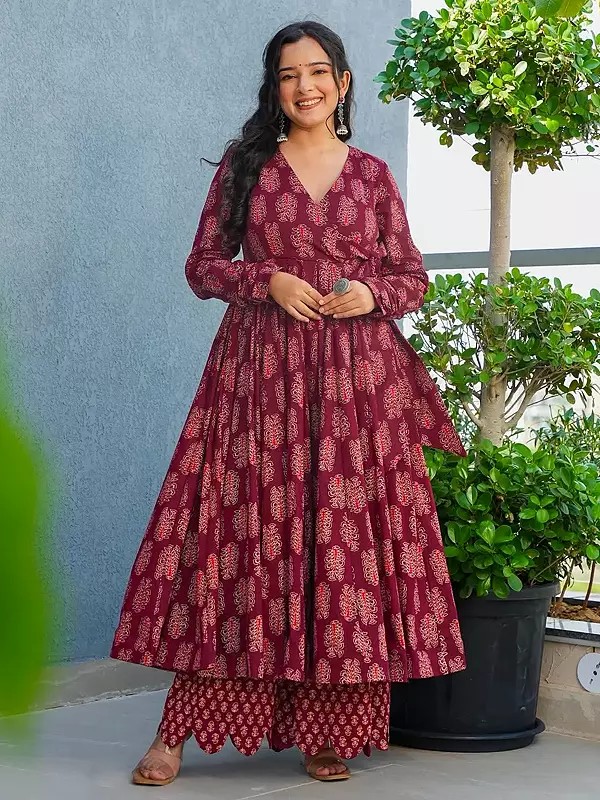 Heavy Rayon Anarkali Kurti With Heavy Digital Print And Matching Bottom Set For Women Daily Wear Kurta Set​