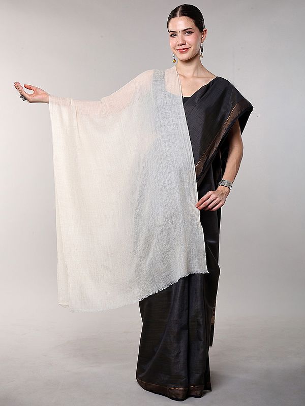 Pure Wool Plain Stole with Diamond weave from Kashmir