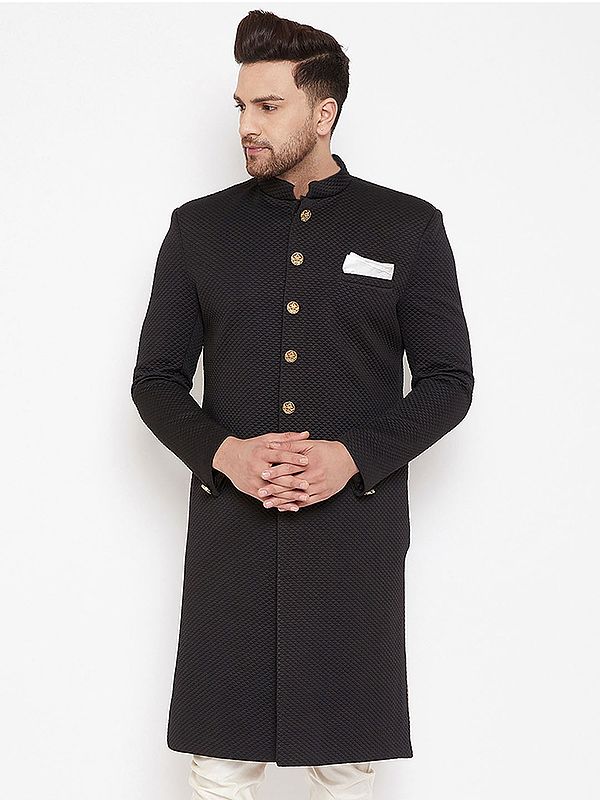 Silk Blend Quilted Sherwani Only Top