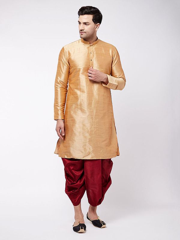 Silk Blend Men's Traditional Dhoti Kurta Set