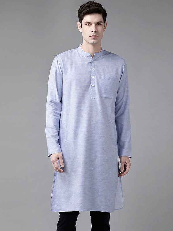 Organic Cotton Flat Collar Plain Kurta For Men