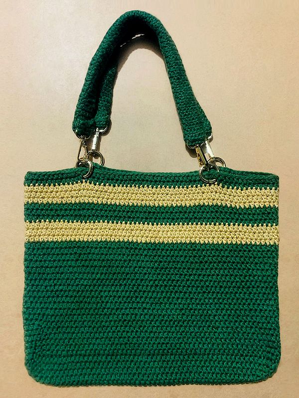 Green Cotton Macrame Thread Handbag