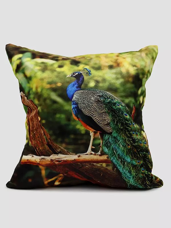 Greenery Digital Printed Peacock Cushion Cover