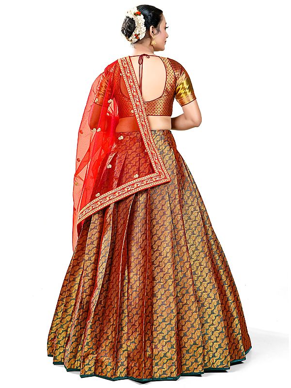 Shop Red Dori, Embroidered, Sequins, Stone and Thread Work Net Lehenga Choli  Online : 279201 -