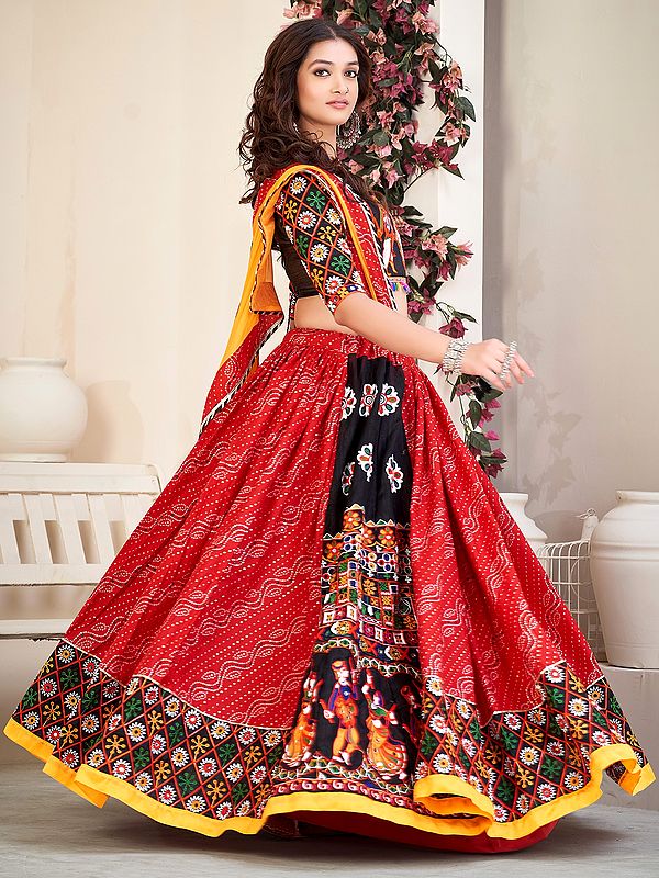 Party Wear Embroidery Red Zari Butti Lehenga, 2.20 M at Rs 350 in Surat