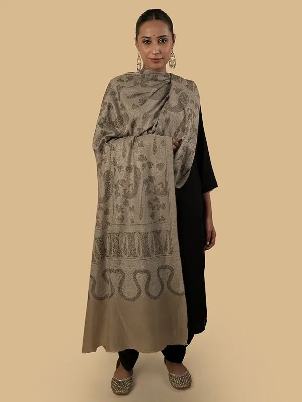 Pashmina Light Grey Sozni Jama Shawl