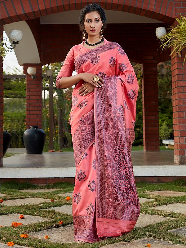 Banarasi Silk Butta Woven Saree with Matching Blouse