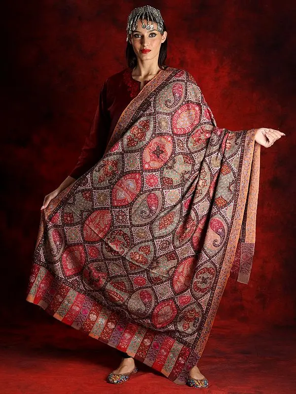 Kalamkari Multicolored Colored Pure Pashmina Shawl