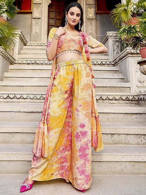 Silk Printed Koti Style Co-Ords Indo-Western Suit