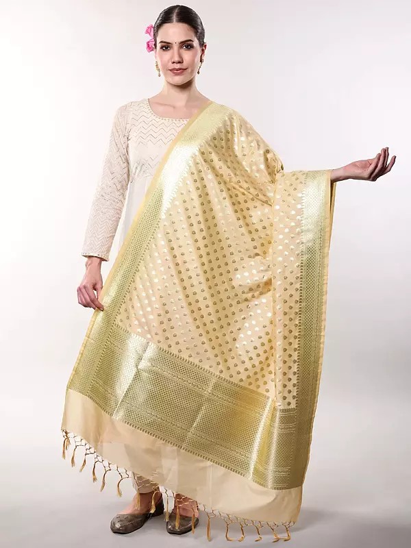 Banarasi Silk Kataan Zari Jaal Dupatta