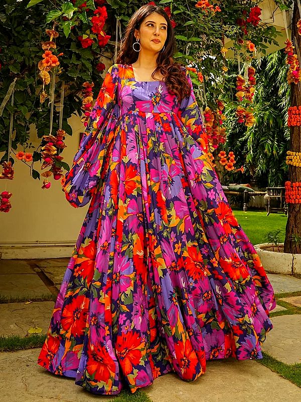 Multicolor Heavy Georgette Digital Printed Anarkali Gown