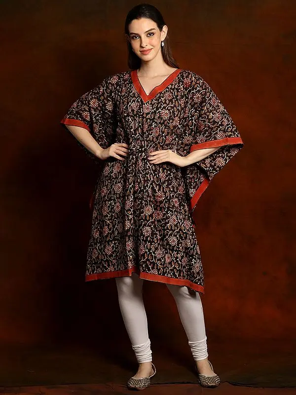 Galaxy Blue Pure Cotton Printed Long Kaftan