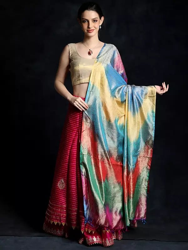 Art Silk Floral Woven Brocaded Banarasi Dupatta