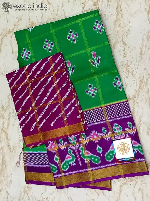 Pure Cotton Peacock Border Saree With Blouse