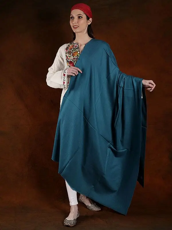Blue-Dianne Plain Handspun Pashmina Shawl (Unisex)