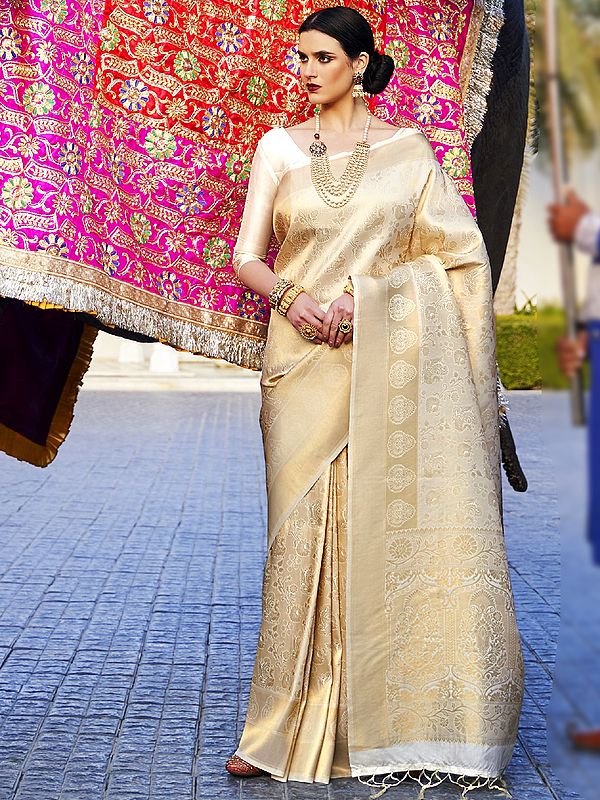 Peacock Design Kumbhi Silk Pure Handloom Weaving Silk Sarees