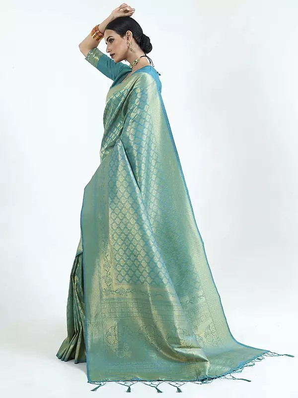 Wedding Wear Pure Handloom Weaving Silk Designer Saree with Tassels for Women